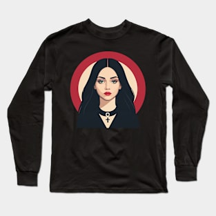 Spooky goth girl with blue eyes and black hair Long Sleeve T-Shirt